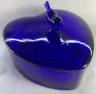 Summit Art Glass Cobalt Covered Heart Candy Box Cobalt