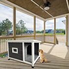 Waterproof Pet Dog Puppy Kennel Cage House Wooden With Porch Deck Outdoor Kennel
