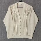 Vintage Monello Sweater Mens XL Tan 3D Wool Blend Cardigan Knit