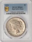 1921 Peace Silver Dollar $ High Relief MS64+ PCGS Secure 948418-3