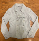 Cabi Women's Jacket Size Small Double Breasted Cotton Jersey Grey EUC