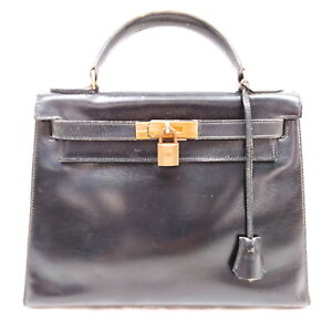 Hermes Hand Bag Kelly 28 Black Leather 1278609