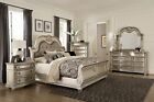 SALE Queen or King 5PC Silver Gray Master Bedroom Set w/ Marble Top Bed/D/M/N/C