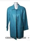 Newport News Vintage 100% Genuine Leather Shell Trench Coat Women Size M Teal
