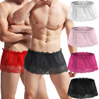 Erotic Sissy Lace Panties Skirts Men Briefs Thongs Crossdress Ruffled Mini Skirt