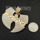 HIP HOP JEWELRY ICED CUBIC ZIRCONIA LARGE WU TANG GOLD PLATED CHARM PENDANT