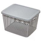 Extra Large Decorative Plastic Storage Basket with Lid Gray