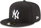 New York Yankees Baseball Hat New Era 59Fifty Mens 7 5/8 Fitted Black Cap NWT