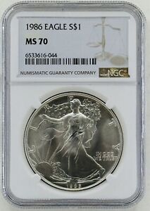1986 Silver Eagle $1 “TOP POP” NGC: MS70 #C743