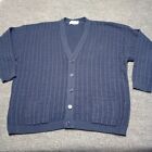 Vintage Classics Palmland Cardigan Sweater Adult XL Navy Blue Knit Deep V Neck