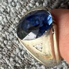 gold 14k Small Mens Pinky Ring Missing One Stone Large Cobalt Blue Stone