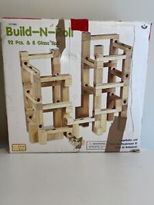 Wooden Marble Run for Kids Ages 4-8, 80+ Pieces Wood Building Blocks Toys