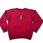Vintage Winnie The Pooh Crewneck Sweatshirt Embroidered Size L Red Disney 90s
