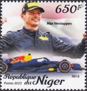 MAX VERSTAPPEN F1 GP Driver RED BULL RB18 Race / Racing Car Stamp (2023 Niger)