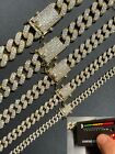Miami Cuban Link Chain Iced MOISSANITE 14k Gold Plated Solid 925 Silver Necklace