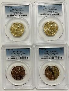 2019 P & D Sacagawea Native American Dollar Positions A & B PCGS MS67 4 Coin Set