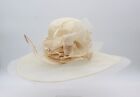 Lovely Womens Ivory Hat Burlap-Style Material Sheer Fabric Embellishments