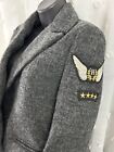 Wool Blend Military styled PeaCoat Gray womens sz M