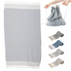 Citrine Turkish Beach Towel 100% Cotton Quickdry Hammam Towel With Bag, 35