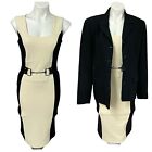 Worthington Blazer Dress Combo Womens Size 10 Black Cream Knee Length Lot of 2