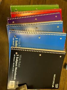 6 Small Spiral Notebook, 3-Subject, College Ruled Paper, 9-1/2 x 5-1/2, 150 S...