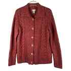 L.L Bean Women's Sweater Cardigan Size XL Buttons Collared Red= V