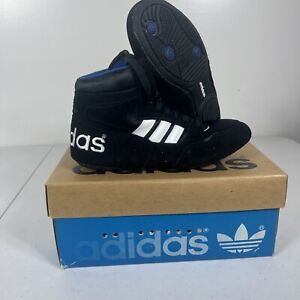 NEW Vintage 1996 Adidas Boys PHANTOM  Jr Junior Wrestling Shoes Sz 1  Black Blue