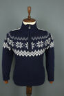 DALE OF NORWAY Blue Snowflakes Wool 1/4 Zip Knit Ski Sweater Size L