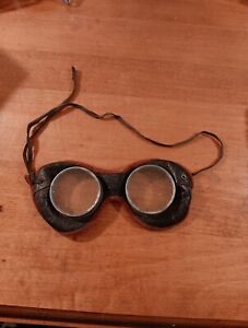 New ListingVintage Steampunk Aviator Welding  Goggles Safety Glasses Leather Nice Lenses!