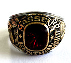 Massena Central High School Raiders Men's Class Ring 10K Top Red Stone Size 11.5