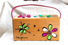 Vintage STAR FLOWERS Flora Wooden Box Bag Purse FLOWER POWER Like Enid Collins