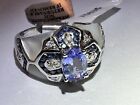 14k Possibly Tanzanite Diamond And Mother Of Pearl Ring Size 10 White Gold