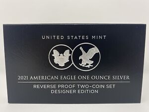 American Eagle 2021 One Ounce Silver Reverse Proof Two-Coin Set Designer Set NEW