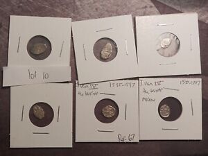 Lot Of 6 Silver Russian Wire Coins ~1300-1700 Ivan The Terrible Coin