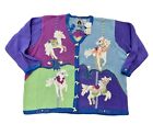 Storybook Knits Sweater Carousel Ride Horse Cardigan Rare Sz 3XL Vintage New