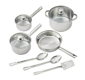 10 Piece Cookware Set Stainless Steel Pots & Pans Home Kitchen Cooking