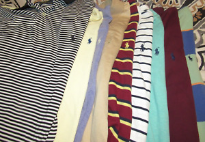All RALPH LAUREN Shirt Lot Of {9} Mens XL Polo Shirts Short Sl Pony Stripe Solid