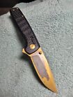 SOG Terminus XR LTE Carbon Fiber CRYO CPM-S35VN Knife, Gold Tone, With Clip,USED