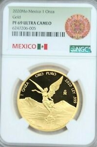 2020 MEXICO 1 ONZA GOLD LIBERTAD NGC PF 69 ULTRA CAMEO RARE ONLY 250 MINTED !!!