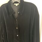 VTG Ann Taylor Silk Blend Black Velvet Button front shirt women sz M