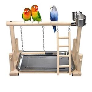 Parrots Playstand Bird Play Stand Cockatiel Playground Wood Perch Gym for Sma...