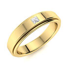 Hallmarked 14K Yellow Gold Mens Ring 0.06 Ct Natural Diamond 5 mm Wedding Band