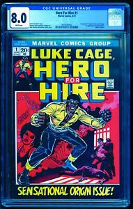 HERO FOR HIRE 1 CGC 8.0 WHITE PAGES 1972 💎UNDERGRADED NICE AS OUR 9.0 SEE NOTES