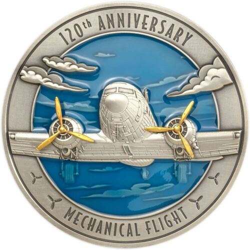 1/2 kilo; Mechanical Flight 120th Anniversary Silver Coin 10$ Barbados 2023