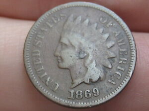 1869/9 Indian Head Cent Penny- Fine Obverse Details