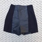Vtg Wilsons Leather Womens Shorts High Waisted Rise Black 2.5