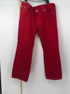 True Religion Mens Red Dark Wash Coin Pocket Denim Straight Jeans Size 44