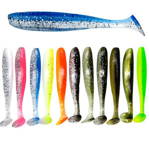50pcs Soft Plastic Fishing Lures Lot Paddle Tail Bass Trout Baits Swimbaits