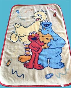 Vintage Sesame Street Blanket Big Bird Elmo Cookie Monster Children’s Throw 41”