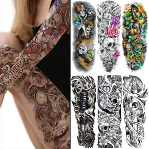 6 Sheets Temporary Tattoo Stickers Waterproof Full Arm Body Art Colorful Tattoos
